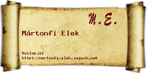 Mártonfi Elek névjegykártya